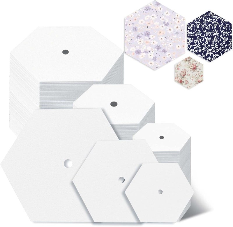 fuceury 420 PCS Piecing Paper for Quilting（1", 1.5" and 2"）, Hexagon Quilting Templates for DIY Patchwork Sewing Crafts, Sewing Supplies Quilting Accessories Crafting Tools,Hexagon Paper Piecing Template - Image 1